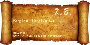 Kogler Boglárka névjegykártya